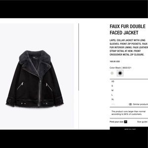Zara faux fur double faced jacket BRAND NEW*